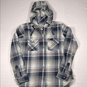 Carhartt Women’s Plaid Flannel Button Front Hooded Shirt